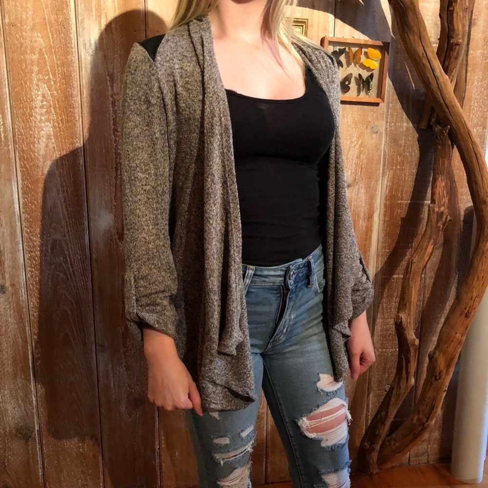 leather shoulder slightly rock n roll sweater